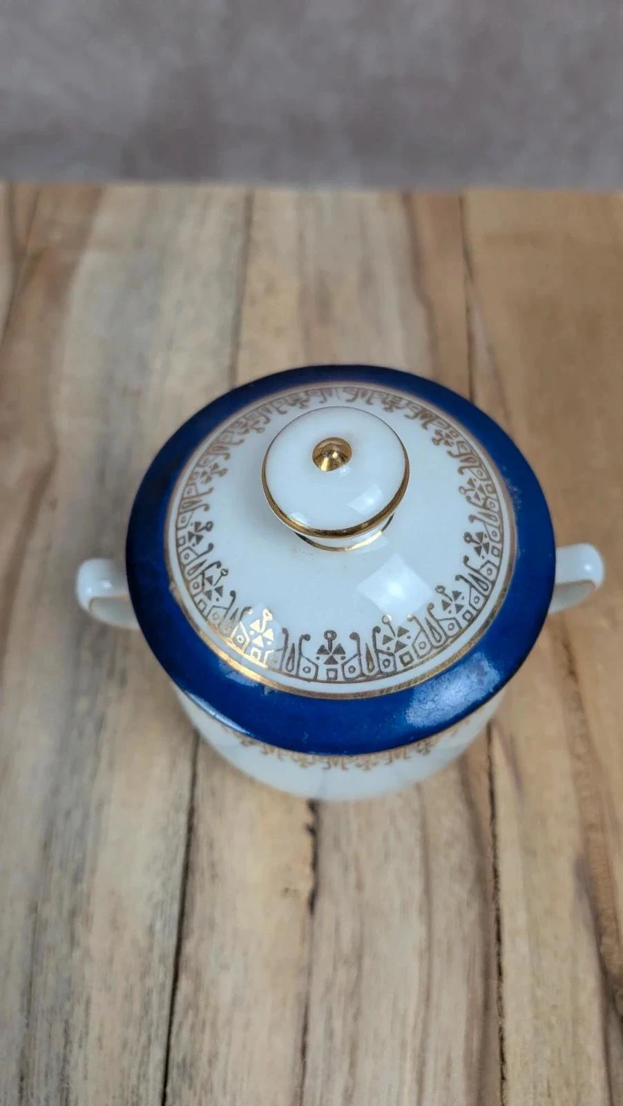 Kleine Limoges France blauwe en gouden porseleinen doosje – photo 2